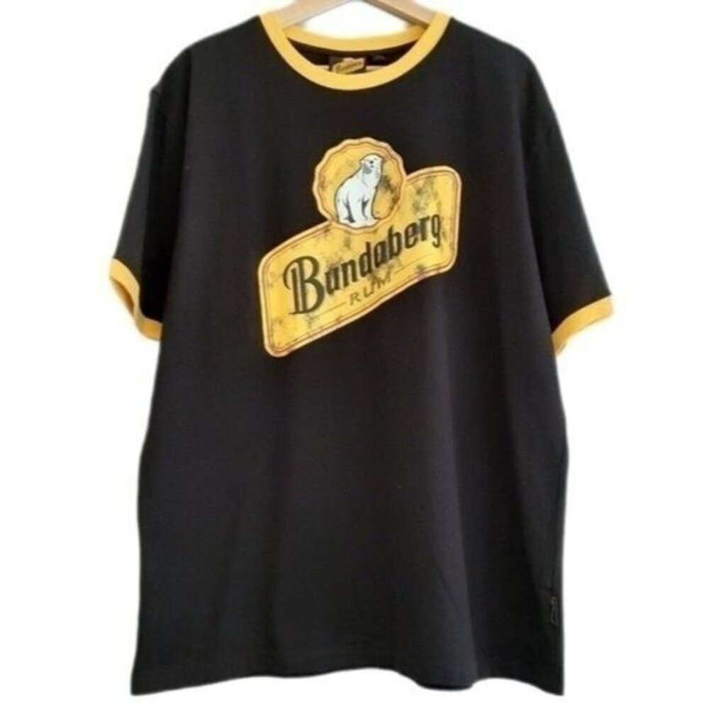 BUNDABERG RUM Promotional Black T-Shirt Polar Bear Men's Sz XL